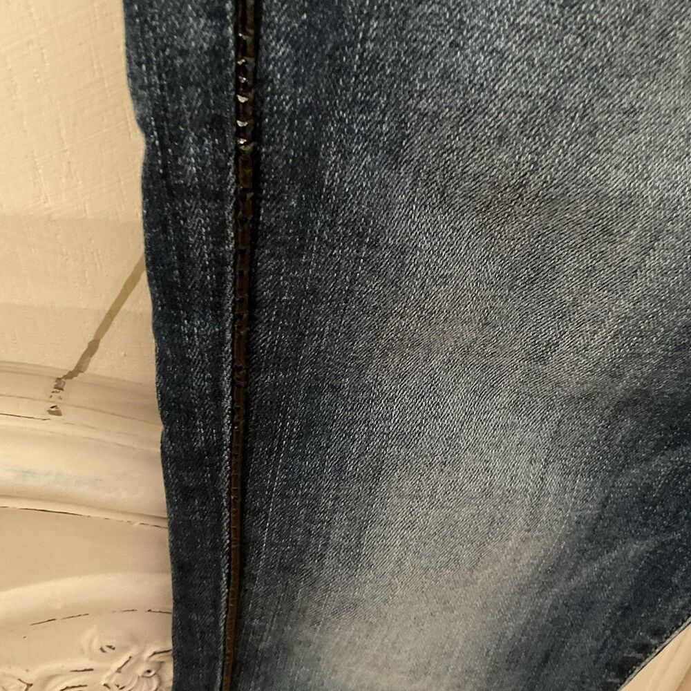Seven For All Mankind The High Waist Jeans Blue Denim Med Wash Raw Hem Size 26 - Picture 9 of 14